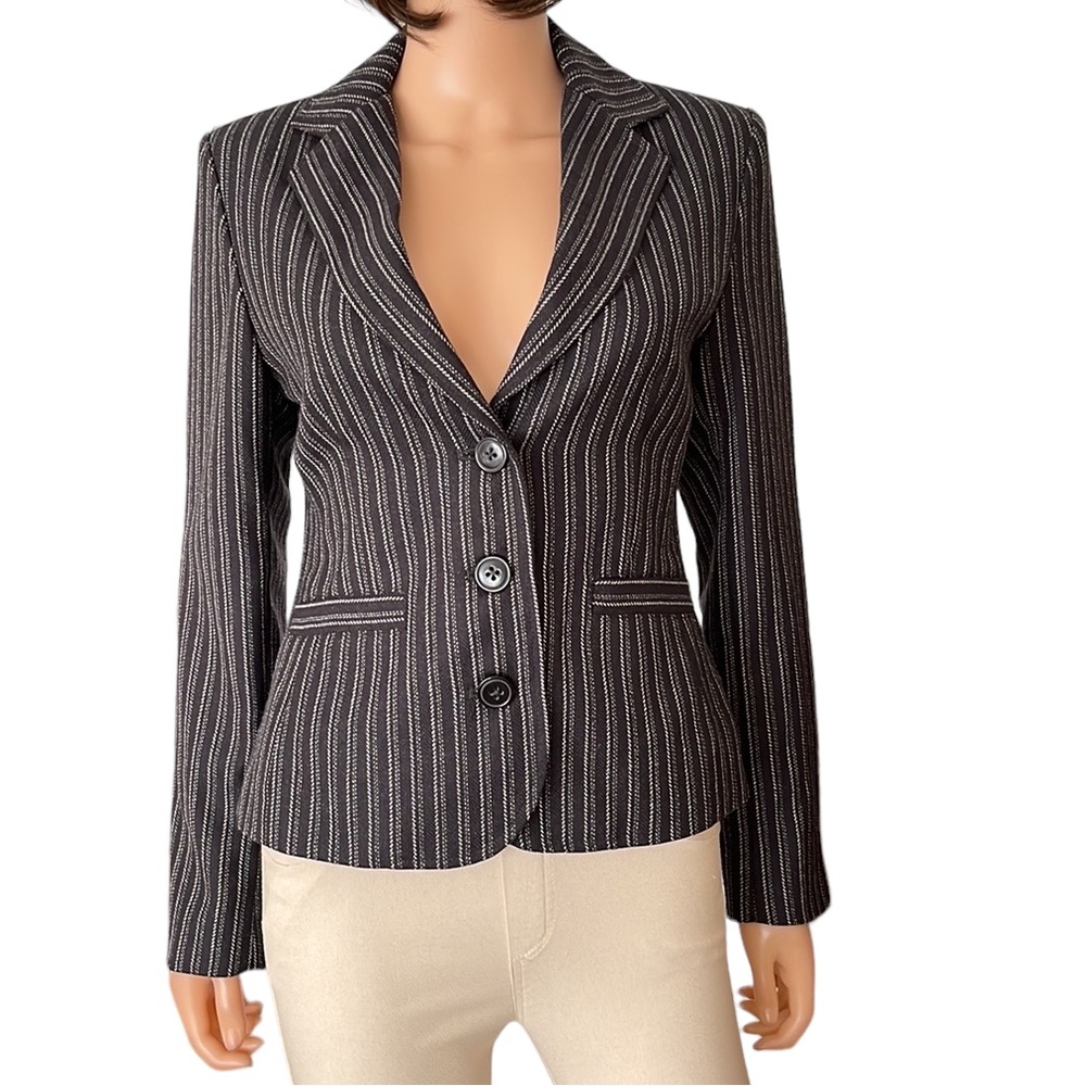 NWT CAbi black pinstriped Joey blazer